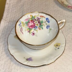 Vintage Floral Tea Cup with 22k Gold Trim